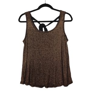 CHOCOLATE Gold Bronze Metallic Black Marled Print Sleeveless Top Large